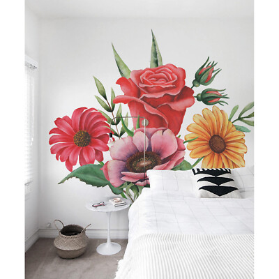 Wall Mural Watercolor Bouquet Of Flowers Garden Watercolor Colorful Rose Paint