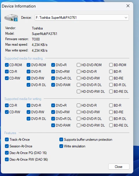 Unidad externa USB Toshiba PA3761U-1DV2 SuperMulti Drive doble capa Foto 3 de 4