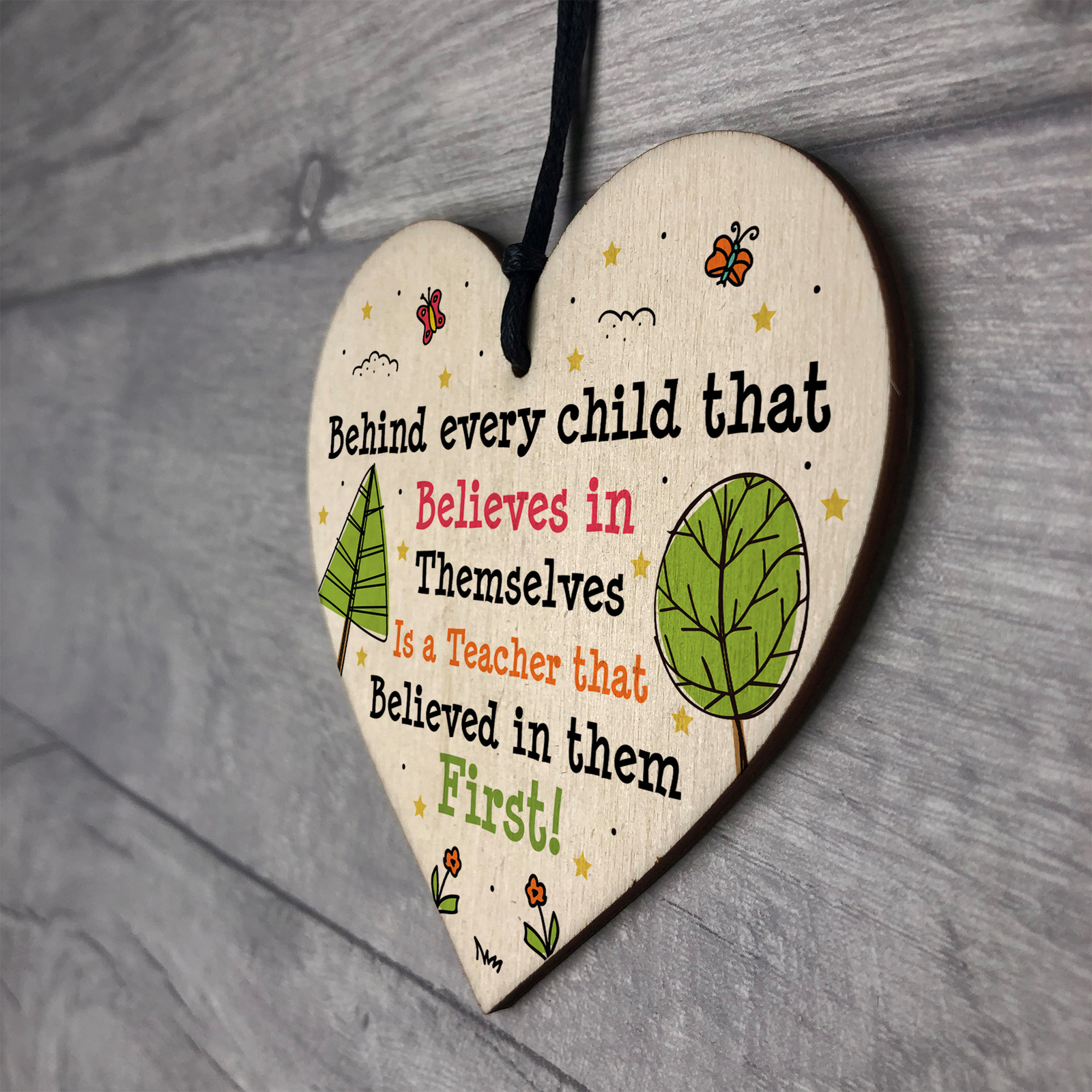 Gift For Teacher Wooden Heart Handmade Thank You Leaving School Nursery ...