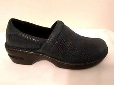BOC PEGGY Black Blue Herringbone Leather Closed-back Clogs Sz-10 C13038 f563