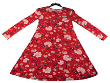 Old Navy Dress Womens Size XS Red Floral Long Sleeve Stretch