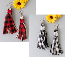 Buffalo Plaid Tassel Earrings Available in 2 Colors 