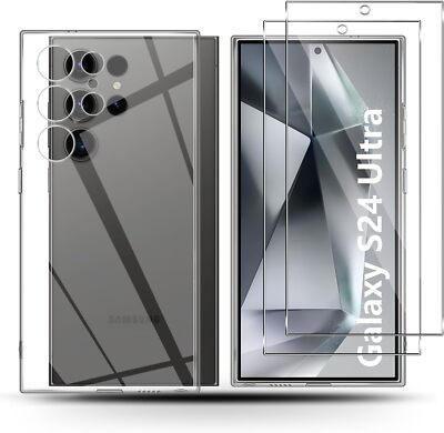 Hülle + 2X Schutzglas  für Samsung Galaxy S24 / Plus / Ultra  Hartglas Case