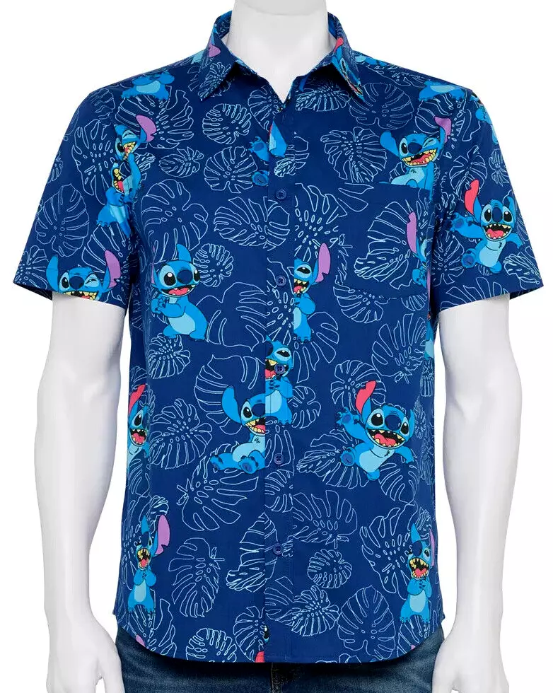 Disney Lilo & Stitch Light Blue Short Sleeve Hawaiian Shirt