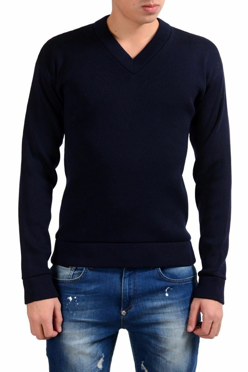 Prada Men's 100% Wool Navy Blue V-Neck Sweater Size Small | eBay Prada Men's 100% Wool Navy Blue V-Neck Sweater Size Small | eBay