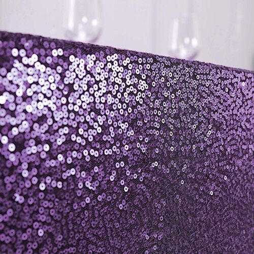 90x156" Purple SEQUIN RECTANGLE TABLECLOTH Wedding Party Catering Linens SALE - Picture 7 of 8