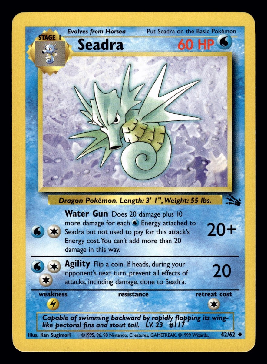 Pokemon Seadra 42/62 Fossil Card