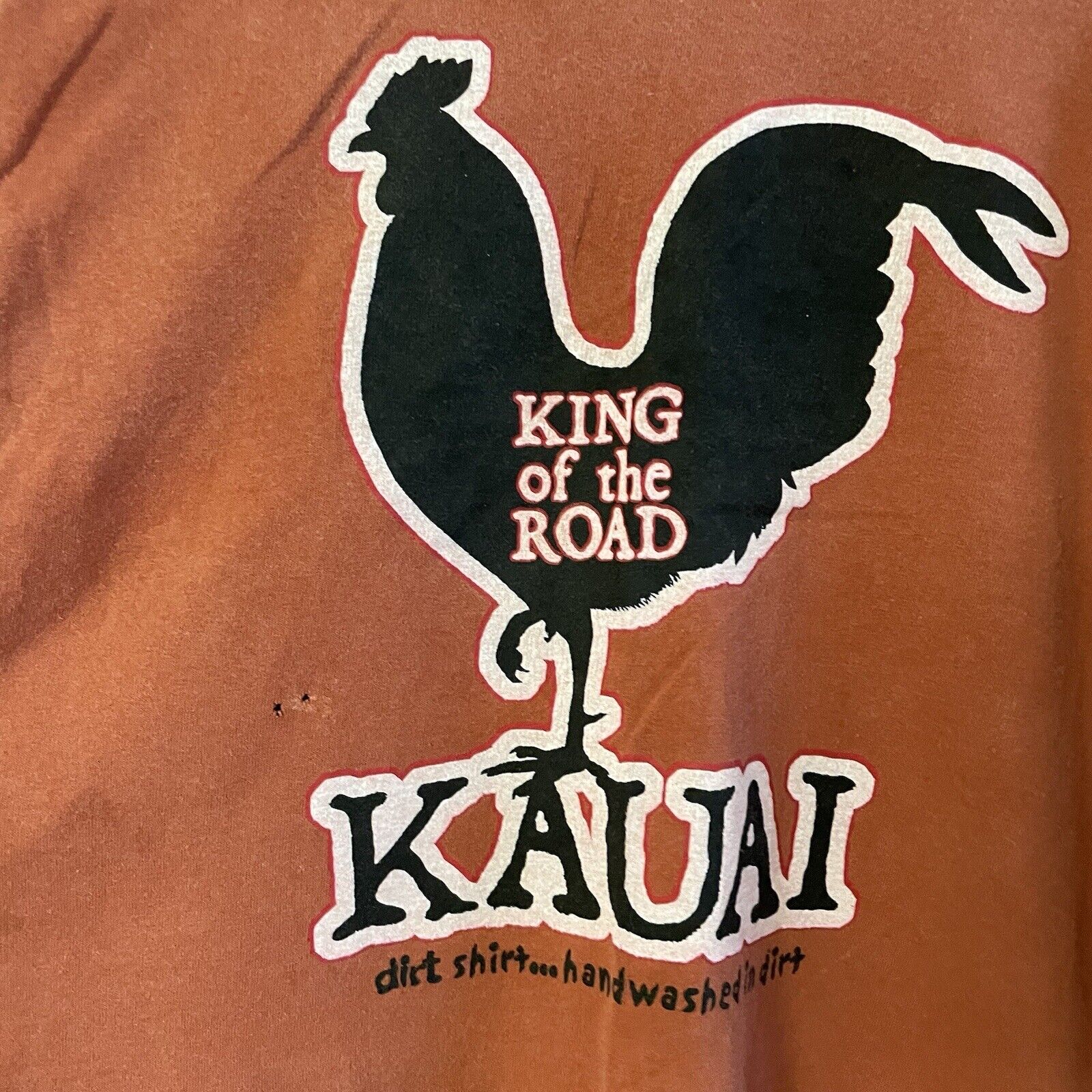 Real Dirt Hawaii Tee Shirt Rooster Chicken Kauai Distressed Faded Sz XXL READ