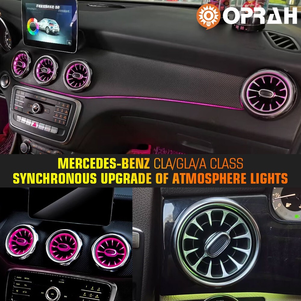 5pcs Front Air Vent LED Ambient Lights for Mercedes CLA GLA A W117 W156 W176 Models