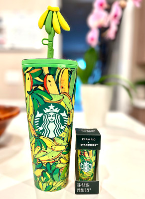 NWT Starbucks x FARM Rio Summer 2025 Green Banana Cold Cup w/ Matching Keychain