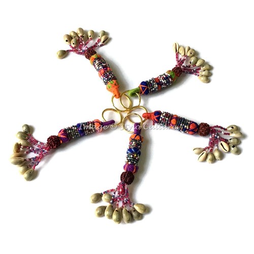Indian Handmade keychain online Silk Thread Bohemian wholesale Shell key Chains - Picture 10 of 32