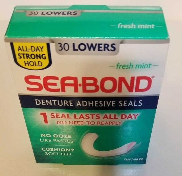 SEABOND Denture Adhesive Seals Fresh Mint 30 Lowers eBay