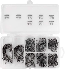 150PCS Circle Hooks, Strong High Carbon Steel Fresh and Saltwater Fishing Hooks,
