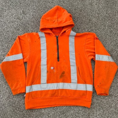Big Bill Flame Resistant (FR) Half Zip Hoodie M High Vis Orange Reflective Work
