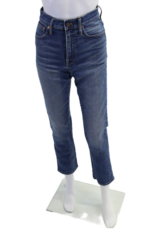 Madewell Womens Medium Wash High Rise Classic Straight Leg Jeans Blue Size 24