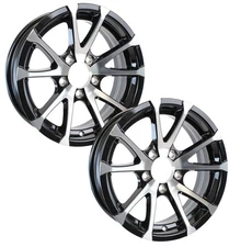 eCustomrim 2-Pack Aluminum Trailer Wheels 12X4 12 Inch Rim Black Machined 5 Lug