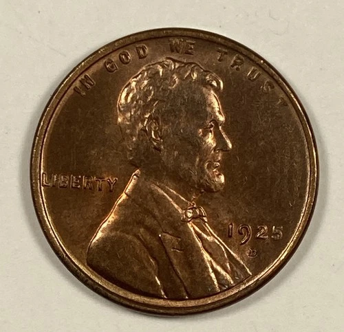1925-D Lincoln Cent .01. Nearly Gem Red and Brown BU.