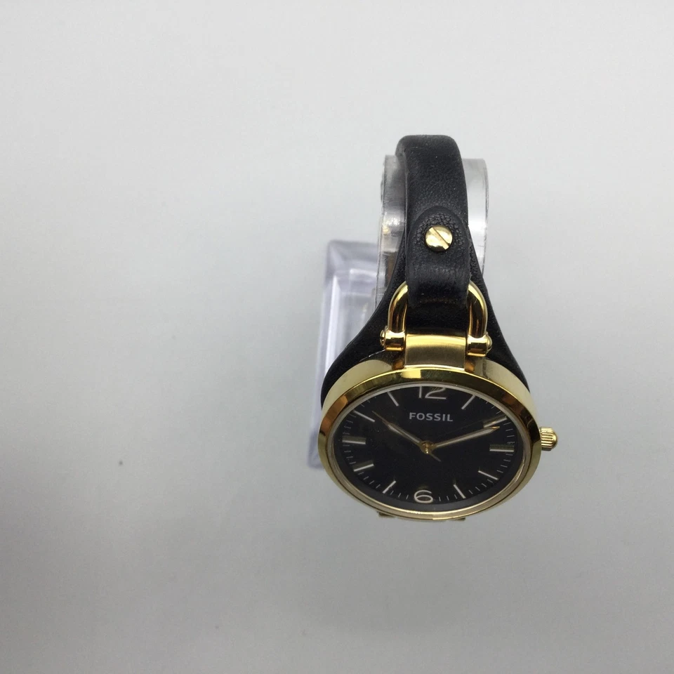 Reloj Fossil Georgia Mujer 32mm Esfera Negra Tono Dorado Cuero ES3148 Batería Nueva Foto 3 de 4