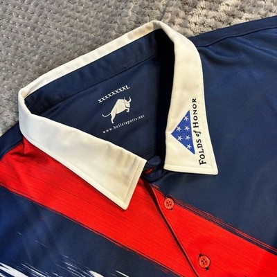 Bullzi Sports Folds of Honor Patriotic Polo Shirt Mens 9XL Red White Blue 9XLT