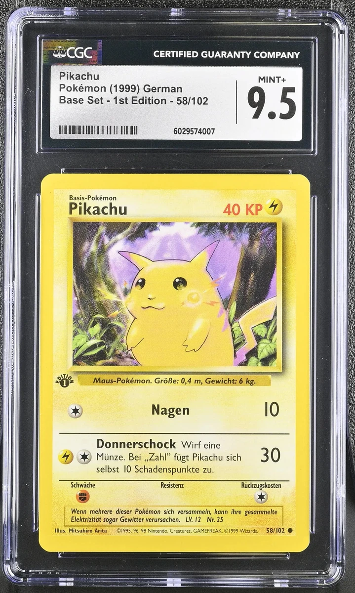 Pokémon TCG Base Set Pikachu Grade 9.5 Individual Collectible Card