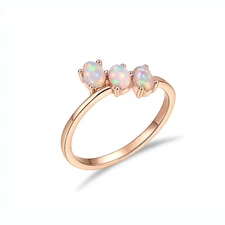 Ethiopian Opal Promise Ring | 925 Silver Handmade Fire Opal Gemstone Jewelry