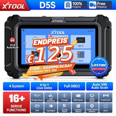 2026 XTOOL D5S OBD2 Diagnosegerät Diagnosewerkzeug Codeleser CAN FD FCA AutoAuth
