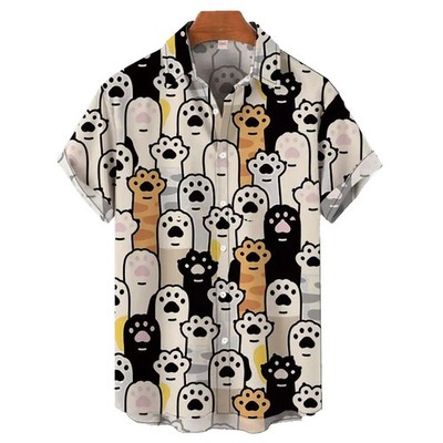 Funny Cat Paw Haven Men s Hawaiia
