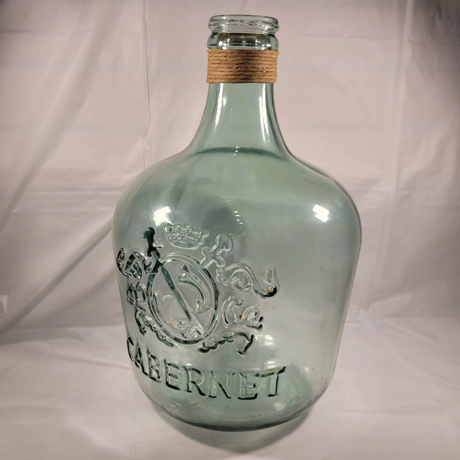 Large Glass Cabernet Jug / Jar w/ Twine Top