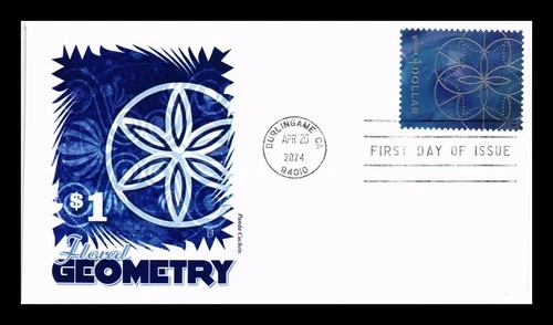 US COVER FLORAL GEOMETRY $1 POSTAGE FIRST DAY OF ISSUE PANDA CACHET
