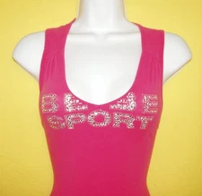 "RARE" BEBE SPORT SWAROVSKI CRYSTAL RHINESTONE LOGO TOP STRETCHY SIZE SMALL