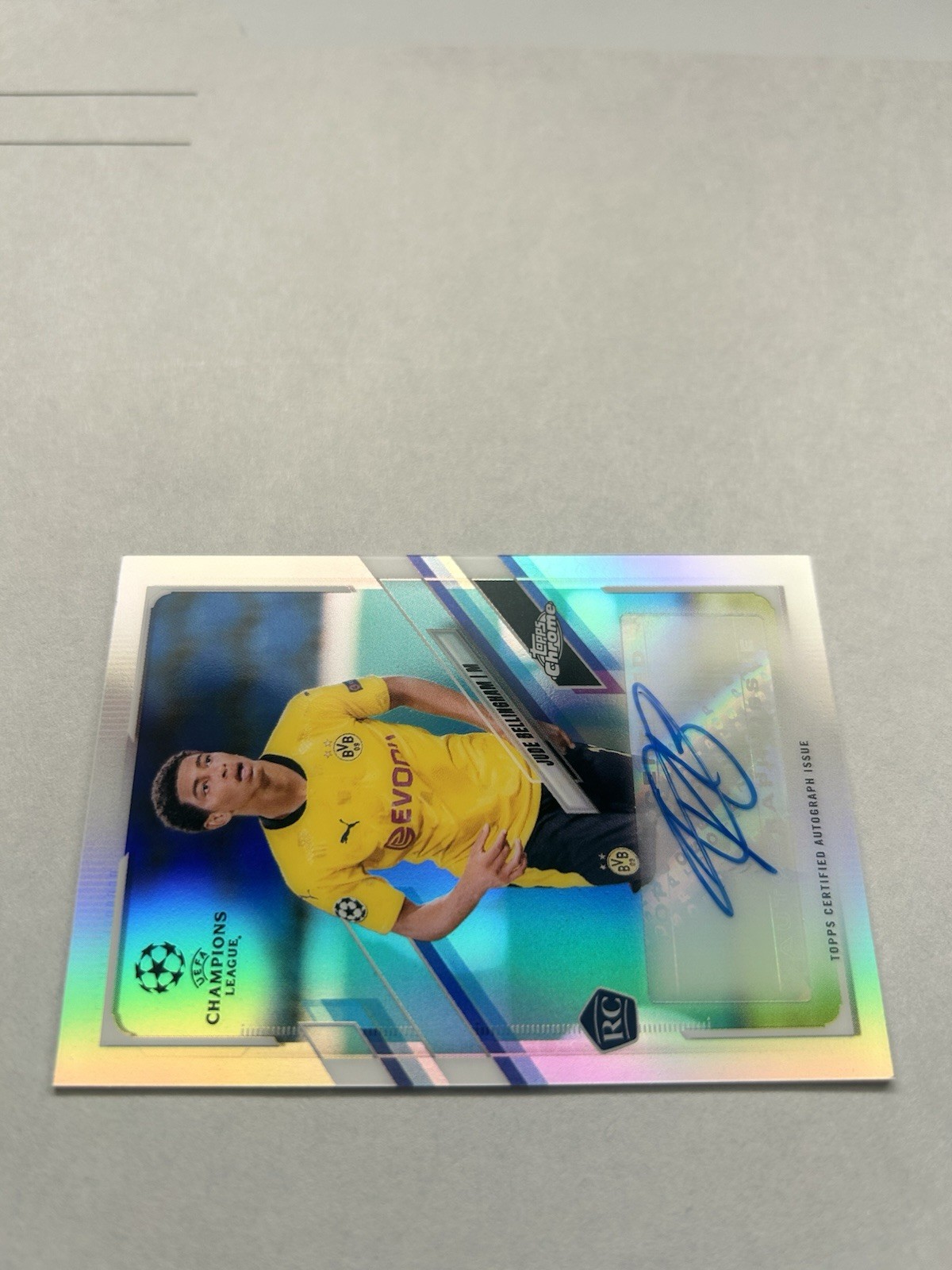 2020 Topps Chrome UEFA Silver Refractor Jude Bellingham ROOKIE RC Auto #CA-JBL view 12