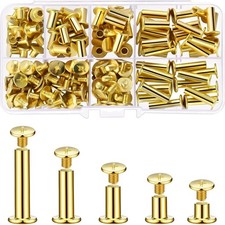 80 Sets Chicago Screw Leather Rivets Assorted Kit Chicago s 5 Sizes Metal Rou...