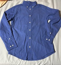 Chaps Boys Youth Sz M 10-12 Stretch Oxford Collared Shirt Long Sleeve Blue