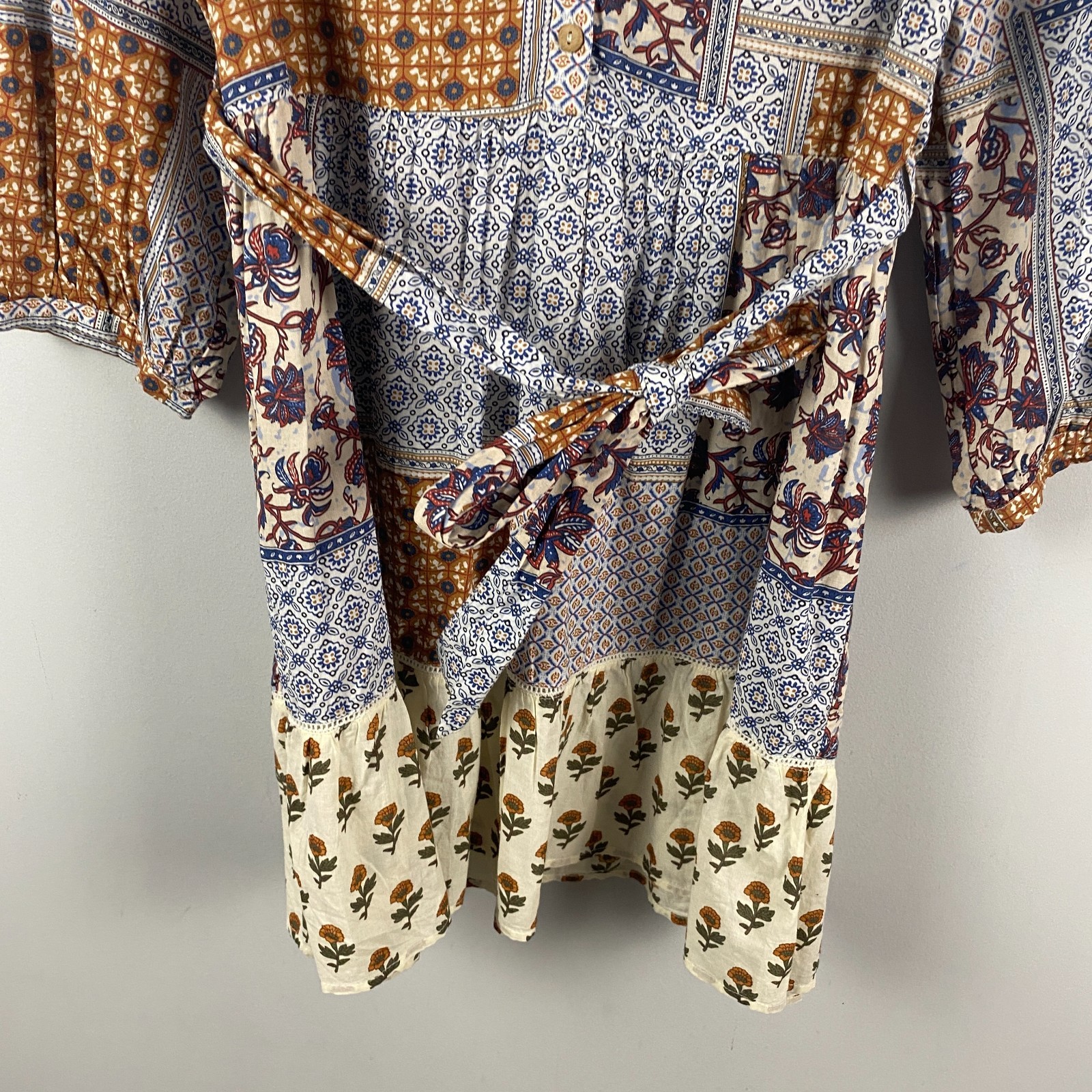 Zara Belted Patchwork Cottagecore Printed Shirt D… - image 3