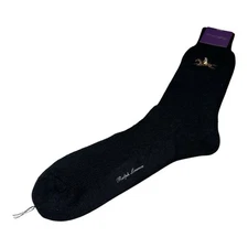 Ralph Lauren Purple Label Mens Made In Italy 100% Linen Casual Dress Socks Black