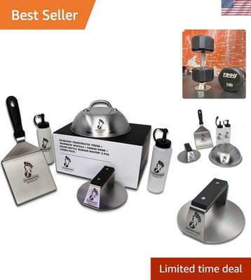 The Sasquash - 6'' Heavy Duty Extra Wide Flat Handle Smashed Burger Press - Co...