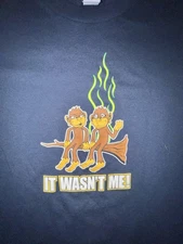 🐒 90s Vintage Sticky Logo “It Wasn’t Me” Hybrid Tee Funny Monkey Size LARGE