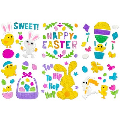 6Pcs Easter Window Clings Jelly Stickers Bunny Egg Flower Chick Butterfly for...