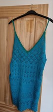 Sexy Nasty Gal Crochet Mini Dress, size large, Teal Green, summer, holiday, New
