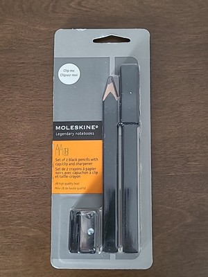 Moleskine Set Of 2 Black Pencils With Cap & Sharpener, 2B