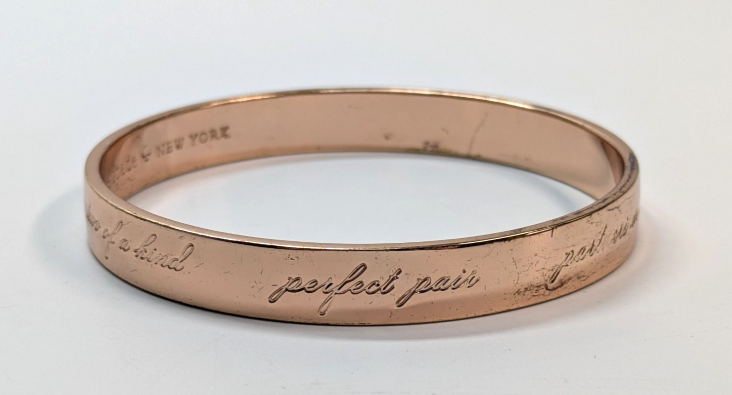 Kate Spade New York Rose Gold Best Friend Ever Bangle 3/8" Wide Bracelet thumbnail 3