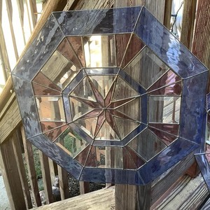 Stain Glass  Octagons X 2 Matching Pieces For Hanging 19”x19”