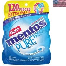 Refreshing Sugar-Free Mentos Pure Fresh Gum - Fresh Mint in Resealable Bag