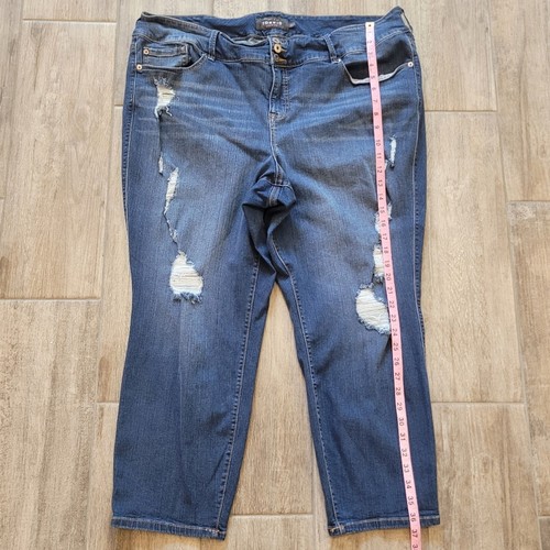 Torrid Jeans Womens Size 26 Jegging Distressed Cropped Dark Wash Cotton Stretch - Picture 4 of 11