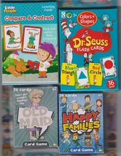 4 Games: Little People, Dr. Seuss, Old Maid, Happy Families (Children's Card Gam