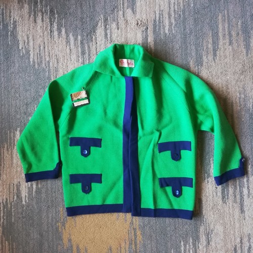 Vintage 1960s Coltalia Wool Color Block Green Blue