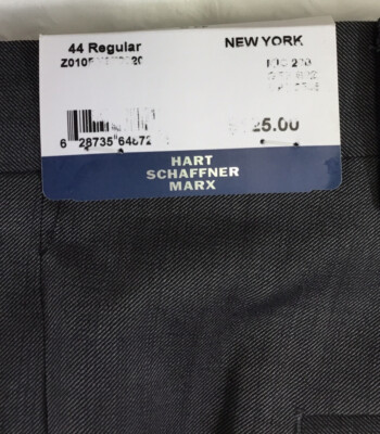 Hart Schaffner Marx Dress Pants Mens 44R New York Fit Gray Thermo