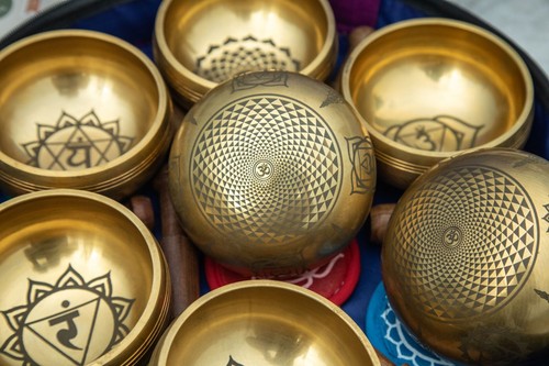 4"natural etching CHAKRA singing bowl set7 singingbowl sound healing meditation - Picture 3 of 8