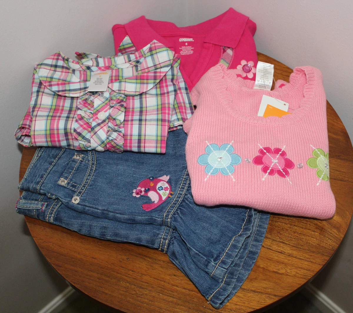 GYMBOREE GIRLS OUTFIT COMBO 8-PIECE BLOUSE HOODIE PANTS SKIRT HAT SOCKS SZ  S 5-6