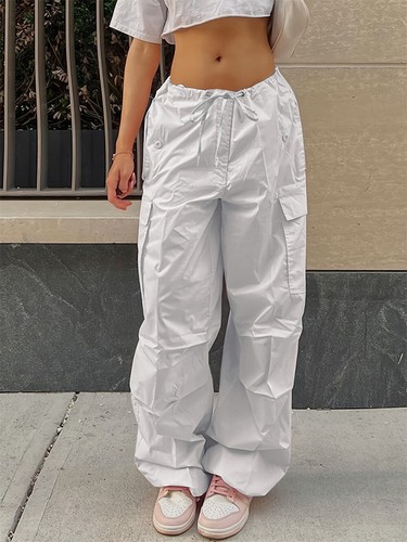 Womens Cargo Low Waist Pants Casual Elastic Waist Pants Autumn Trousers New - Picture 12 of 75